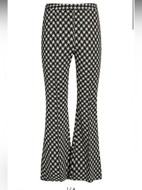 Rosetta Getty Black and White Jacquard Geometric cropped Flare Pants